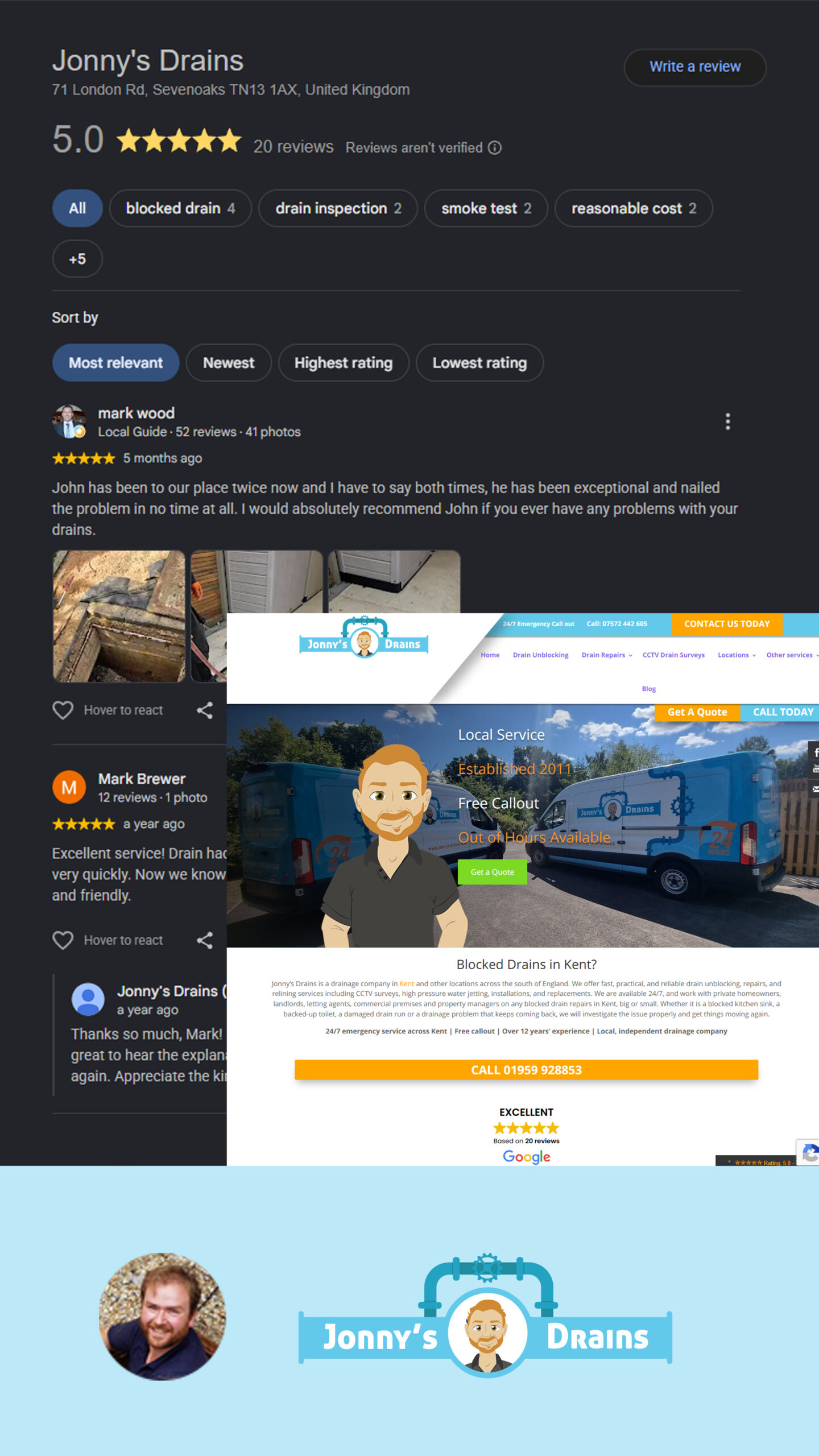 Jonny's Drains customer panel